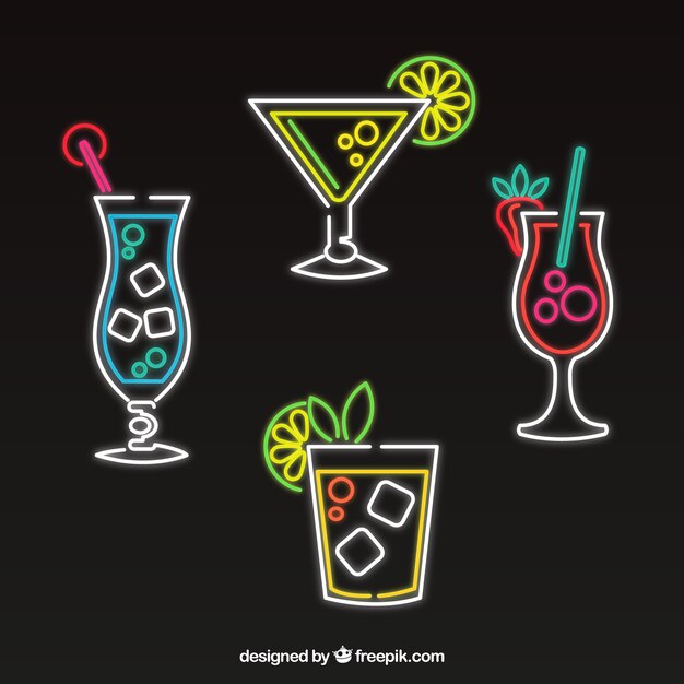 Ensemble de cocktails de néon