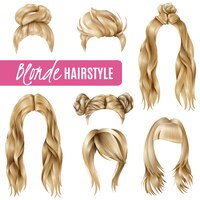 Vecteur gratuit ensemble coiffures pour femmes blondes