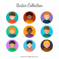 Vecteur gratuit ensemble coloré d'avatars pour hommes souriants