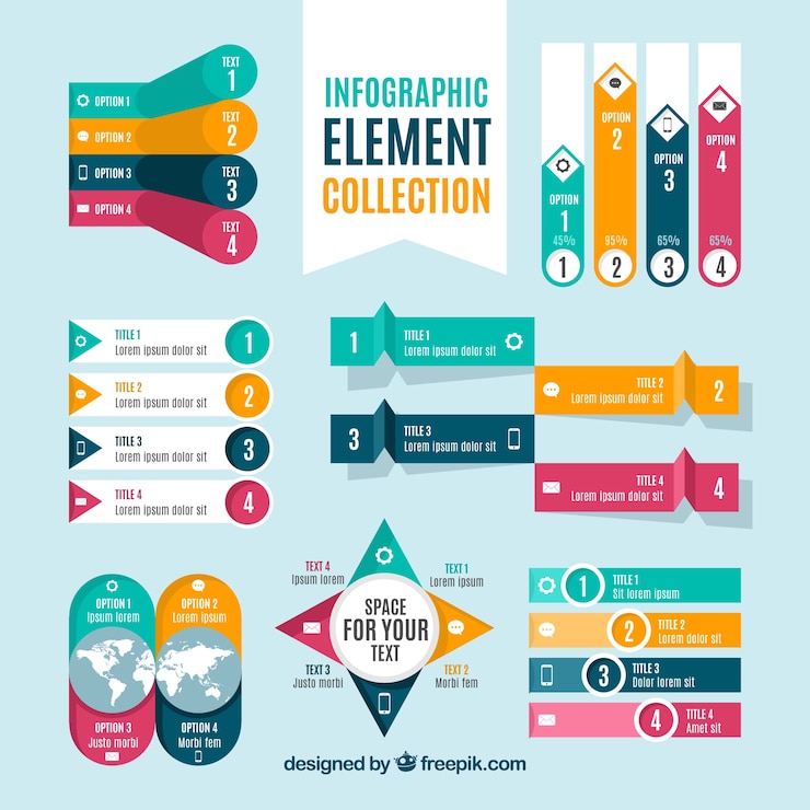 Vecteur gratuit ensemble coloré d&#39;éléments infographiques