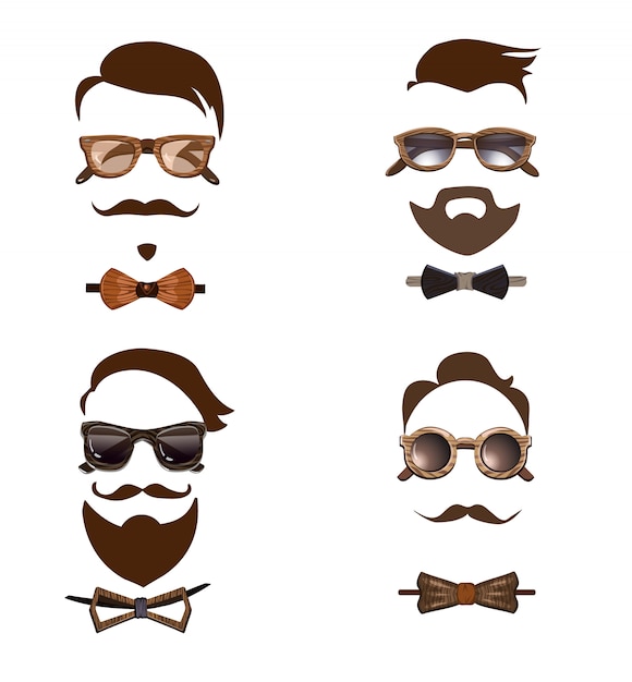 Vecteur gratuit ensemble de combinaisons de tenues hipster