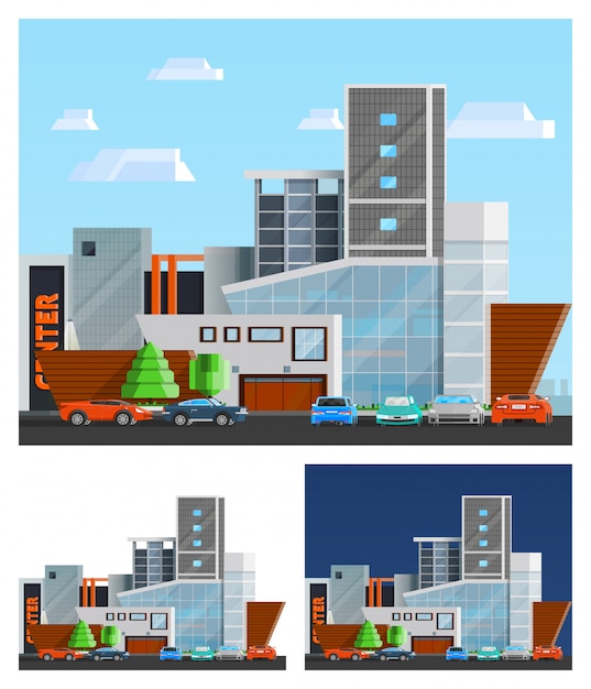 Ensemble de compositions de construction de centre commercial