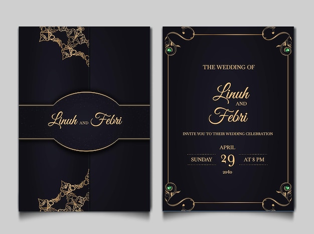 Ensemble De Conception De Cartes D'invitation De Mariage De Luxe