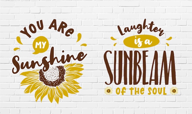 Ensemble De Conception De Citation Et De Motivation De Tournesol Mignon Et Genial Vecteur Premium