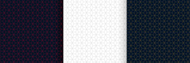 Ensemble de conception de fond motif lignes hexagonales