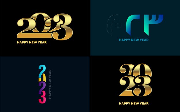 Ensemble de conception de logo 2023 Modèle de conception de nombre Happy New Year 2023 Décor de Noël 2023