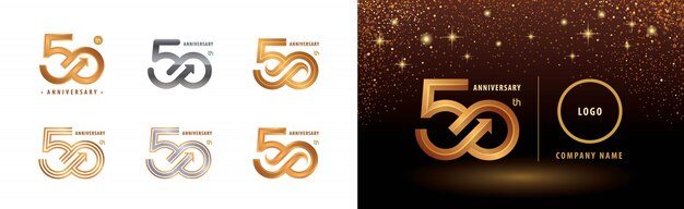 Ensemble De Conception De Logo 50e Anniversaire Celebration D Anniversaire De Cinquante Ans Vecteur Premium