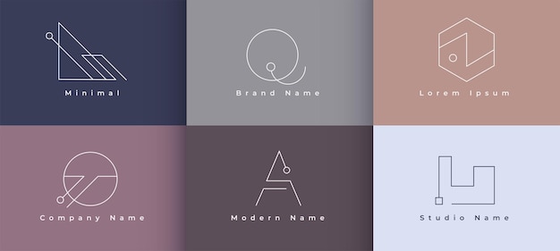 Vecteur gratuit ensemble de conception de logo simple minimal moderne de six