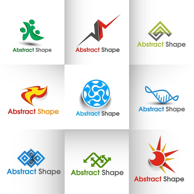 Ensemble de conception de modèle de logo d'entreprise de forme abstraite