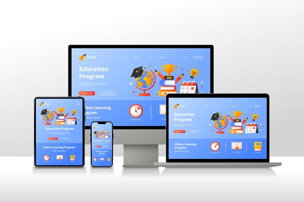 Ensemble de conception de site Web réactif dégradé