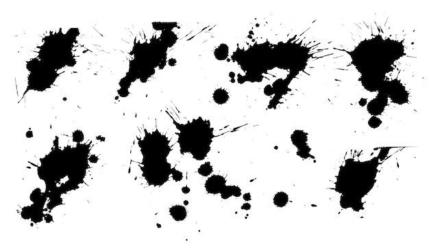 Vecteur gratuit ensemble de conception de texture de tache d'encre splat