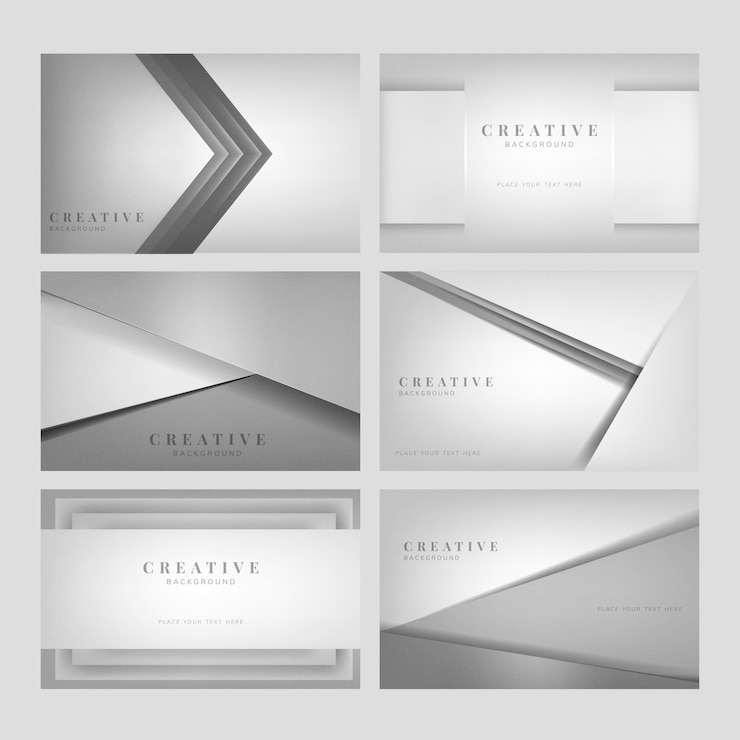 Vecteur gratuit ensemble de conceptions de fond créatif abstrait en gris clair