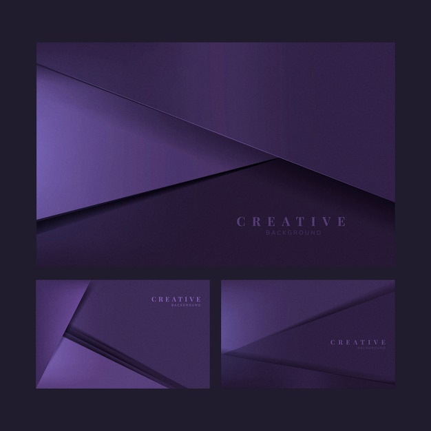 Vecteur gratuit ensemble de conceptions de fond créatif abstrait en violet foncé