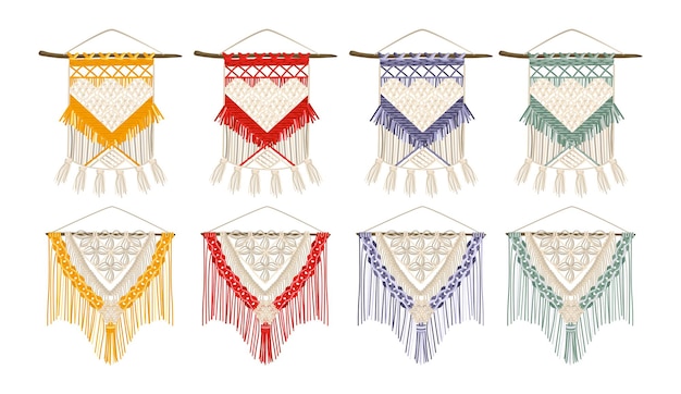 Ensemble De Couleurs En Macramé Fabriqué à La Main