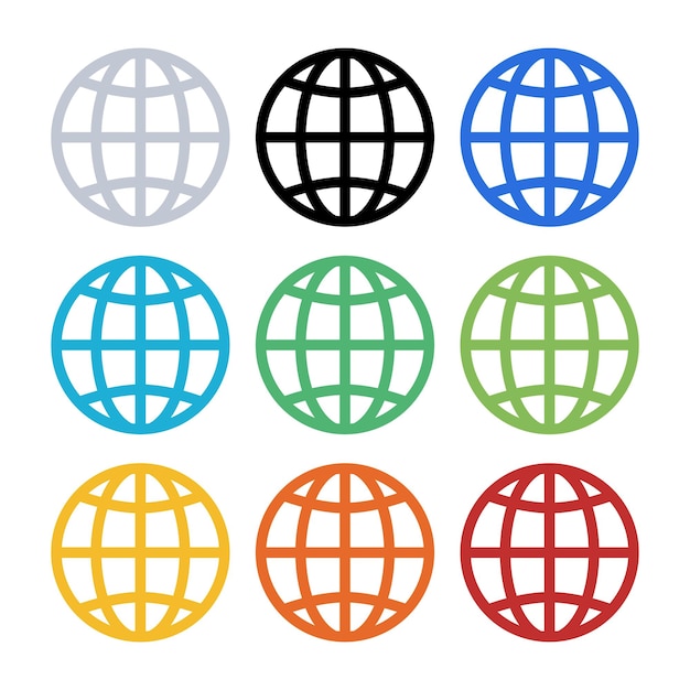 Ensemble de couleurs multiples de la grille du globe