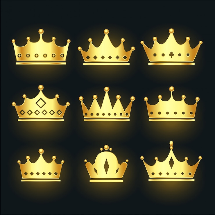 Vecteur gratuit ensemble de couronnes premium de couleur dorée