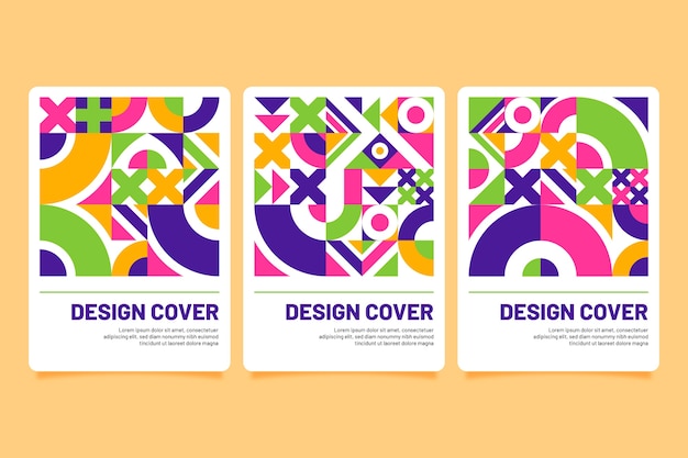Vecteur gratuit ensemble de couvertures colorées abstraites