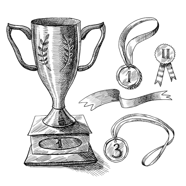 Ensemble de croquis de trophée