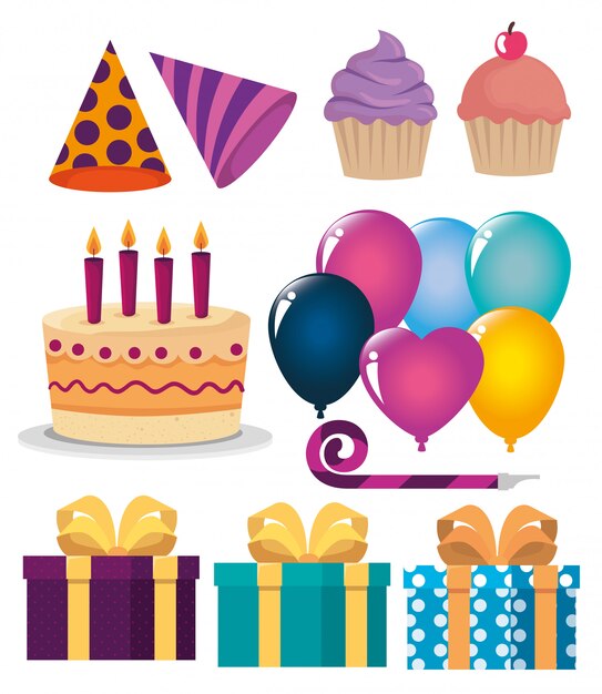 Ensemble de décoration de joyeux anniversaire pour célébrer une fête