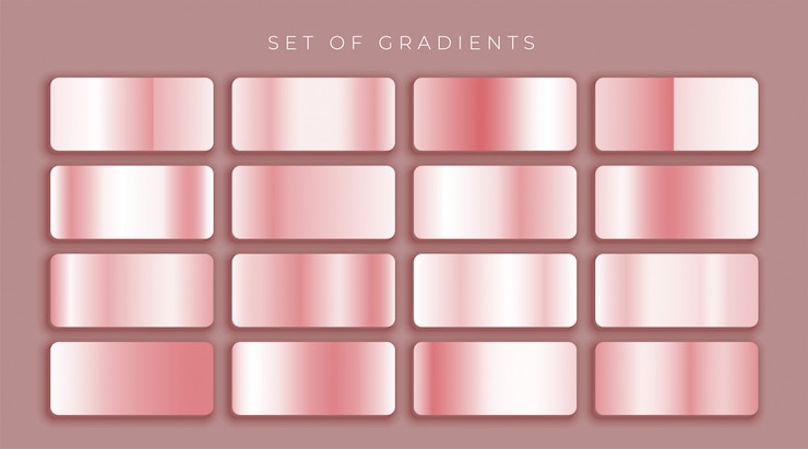 Vecteur gratuit ensemble de dégradés métalliques en or rose ou rose