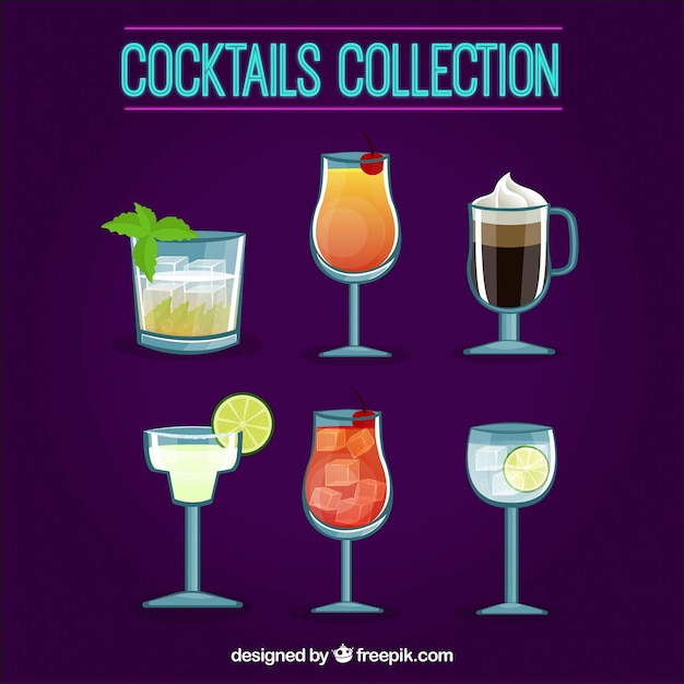 Vecteur gratuit ensemble de délicieux cocktails