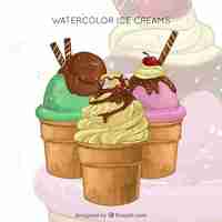 Vecteur gratuit ensemble de desserts d'été aquarelle