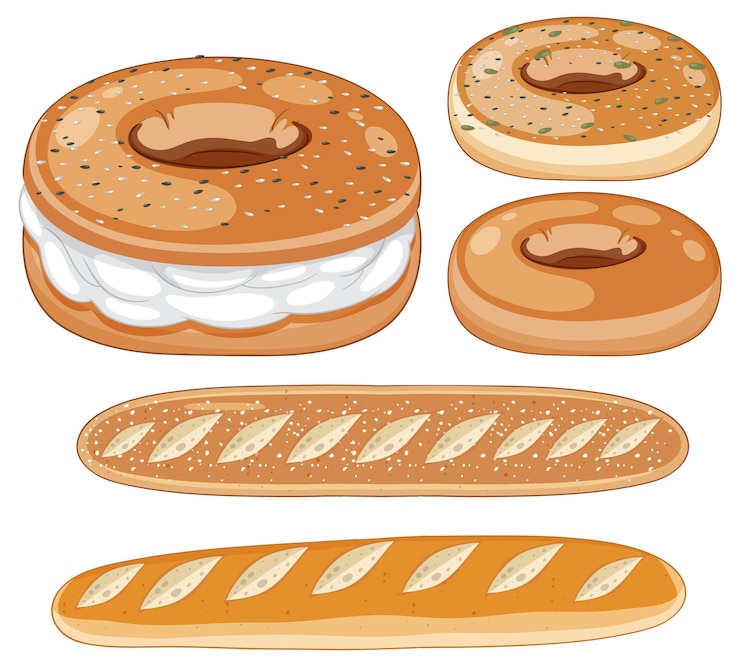 Vecteur gratuit ensemble de dessin animé de boulangerie