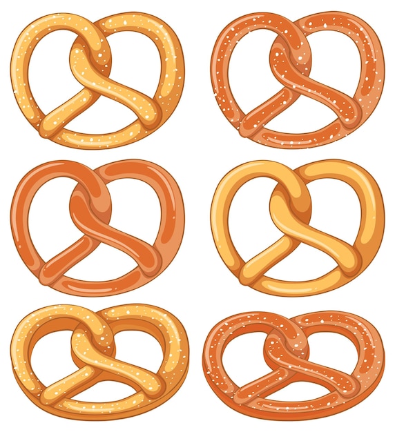 Vecteur gratuit ensemble de dessin animé de bretzel