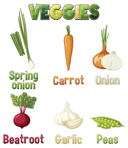 Vecteur gratuit ensemble de dessin animé de légumes