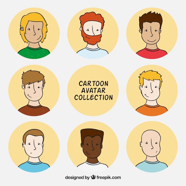 Vecteur gratuit ensemble de dessin d'avatars masculins