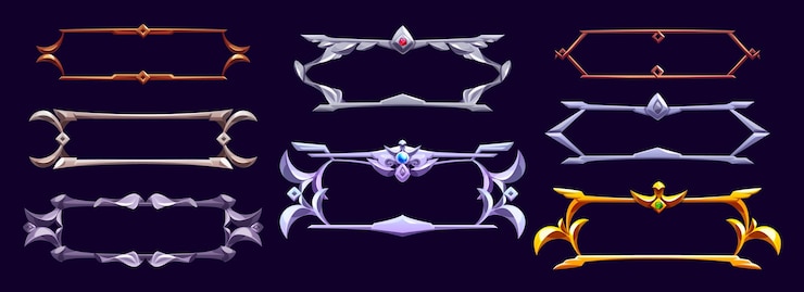 Vecteur gratuit ensemble de dessins animés de cadres médiévaux pour la conception d'interface utilisateur de jeu