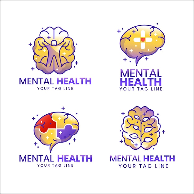 Vecteur gratuit ensemble détaillé de logos de santé mentale