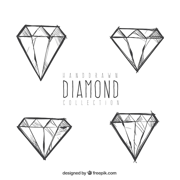 Vecteur gratuit ensemble de diamants dessinés à la main