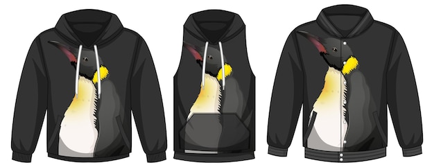 Vecteur gratuit ensemble de différentes vestes avec modèle de pingouin