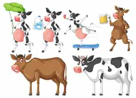 Vecteur gratuit ensemble de différents animaux de la ferme en style cartoon