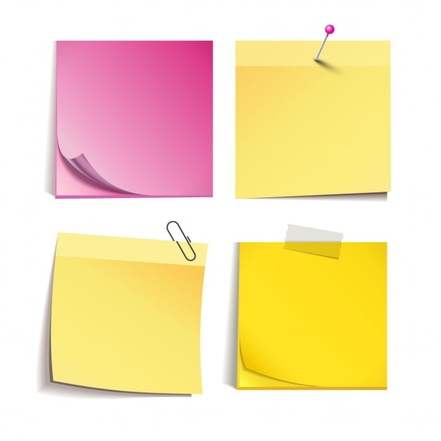 Ensemble de différents autocollants colorés de noteVector illustration isolé sur fond blanc Vue de face