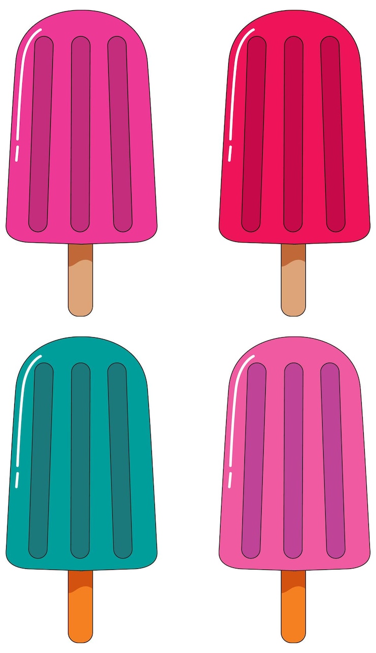 Vecteur gratuit ensemble de différents bâtons de popsicle