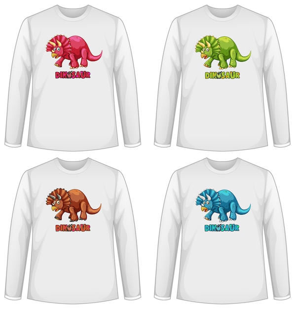 Vecteur gratuit ensemble de différents t-shirts avec des dinosaures