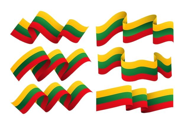 Ensemble de drapeaux de lituanie dégradés