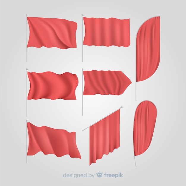 Ensemble de drapeaux textiles rouges