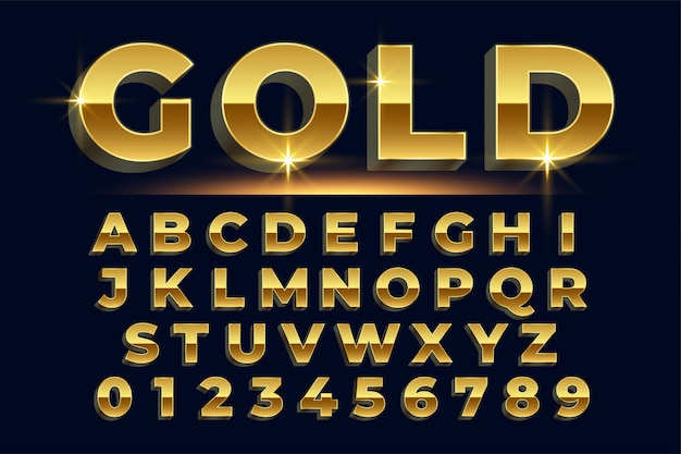 Vecteur gratuit ensemble d'effets de texte brillant doré premium d'alphabets