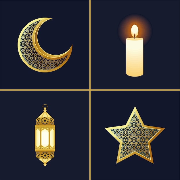 Vecteur gratuit ensemble d'eid mubarak