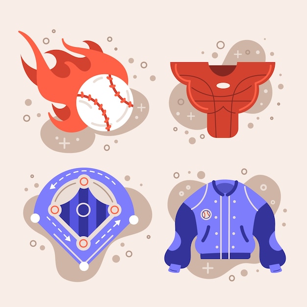 Ensemble D'éléments De Baseball