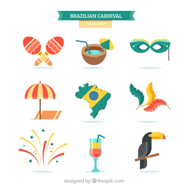 Ensemble d&#39;éléments de carnaval brésilien