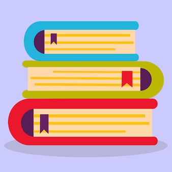 Un ensemble d'éléments commerciaux. des livres colorés les uns sur les autres. un ensemble d'icônes de livre dans un design plat.