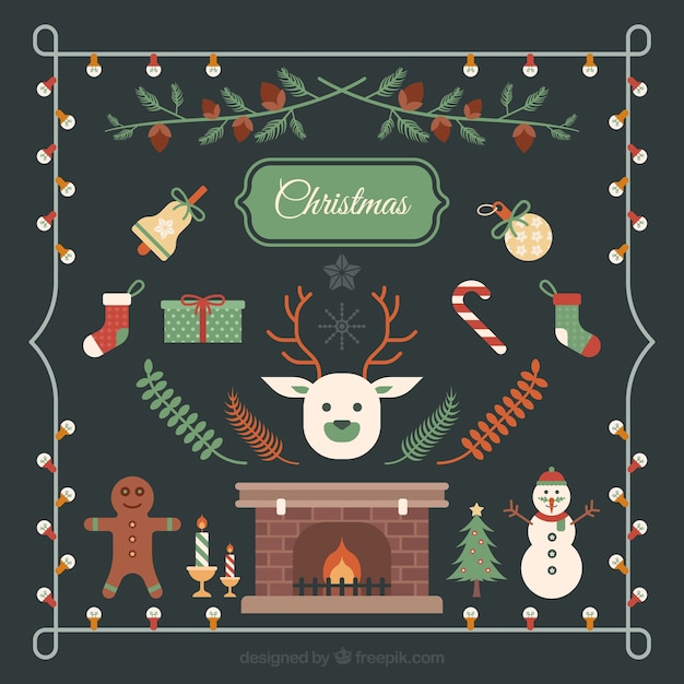 Ensemble d&#39;éléments décoratifs de Noël vintage