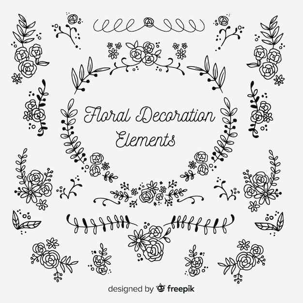 Ensemble d&#39;éléments de décoration florale incolore