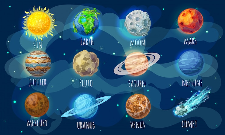 Vecteur gratuit ensemble d'éléments de l'espace coloré