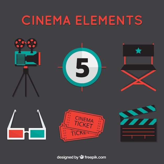 Vecteur gratuit ensemble d'éléments de films d'époque