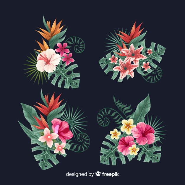 Ensemble d&#39;éléments de fleurs tropicales